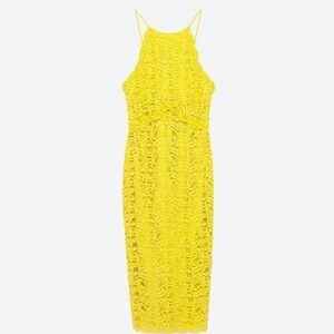 Yellow Lace Midi Dress